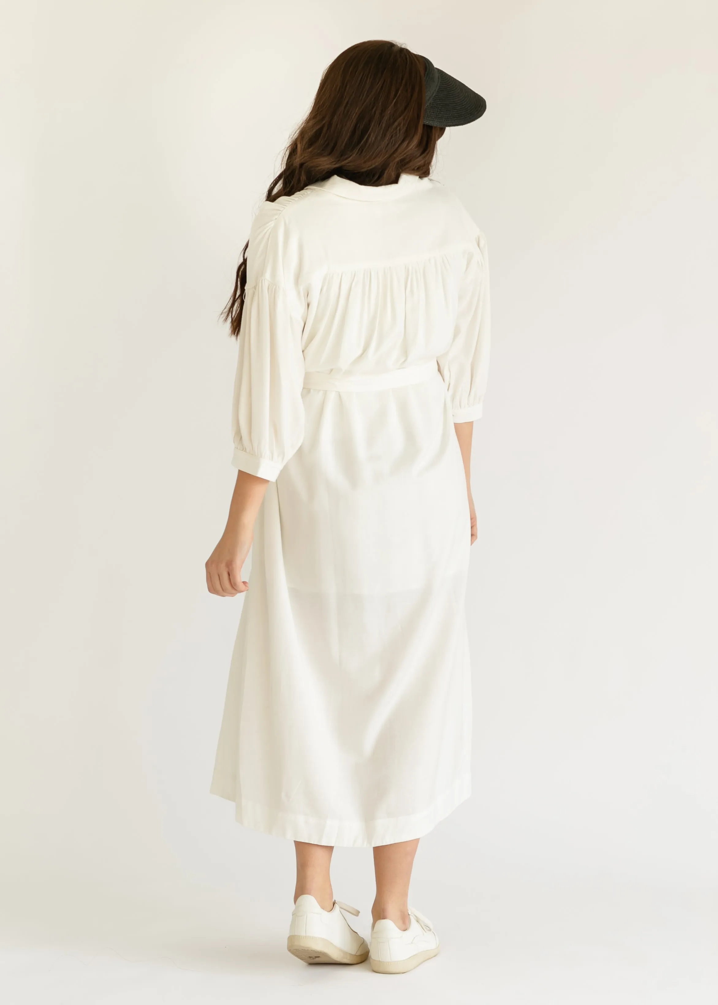 Off White 3/4 Sleeve Shirt Dress