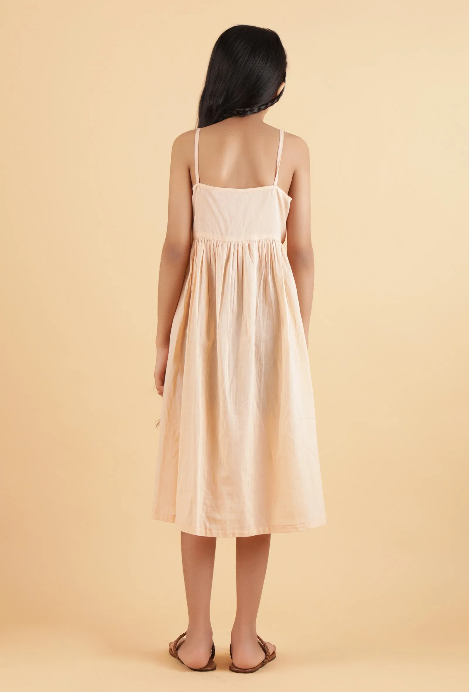 Peach & Dark Brown Mulmul Dress