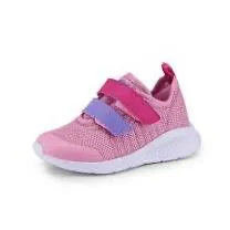 Pink sneaker with fuschia and lavender velcros
