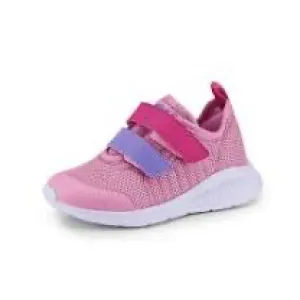 Pink sneaker with fuschia and lavender velcros