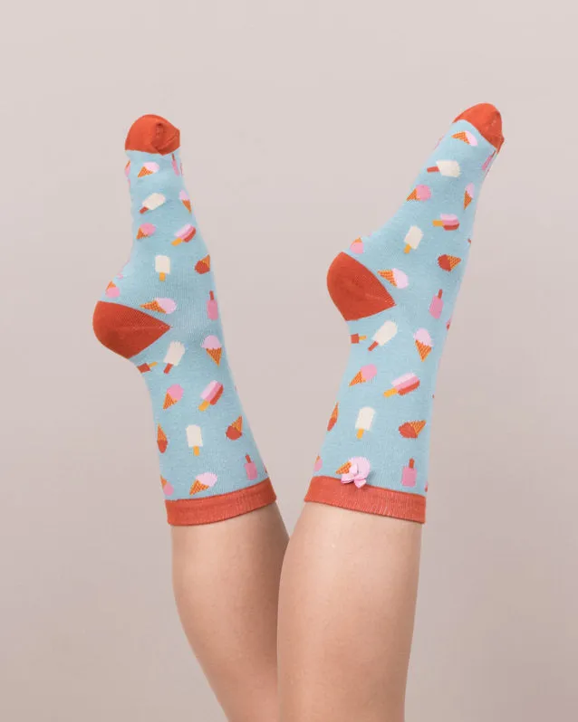 Powder Ice Cream Ankle Socks - Sky Blue