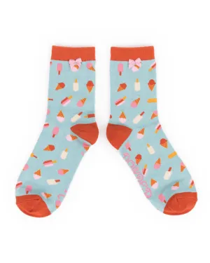 Powder Ice Cream Ankle Socks - Sky Blue