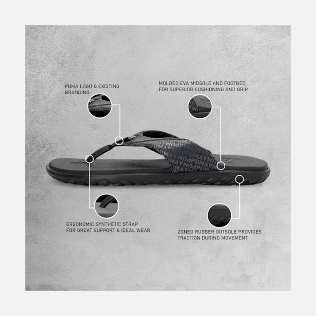 Puma Galaxy Comfort V4 Unisex Slipper -PUMA Black-PUMA White-Dark Shadow