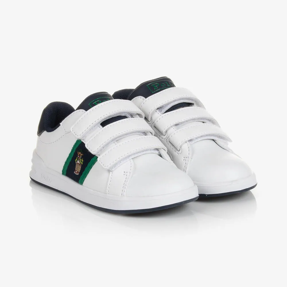 Ralph Lauren Boy's White Polo Bear Trainers