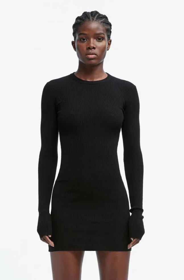 RIBBED LONG SLEEVE DRESS MINI