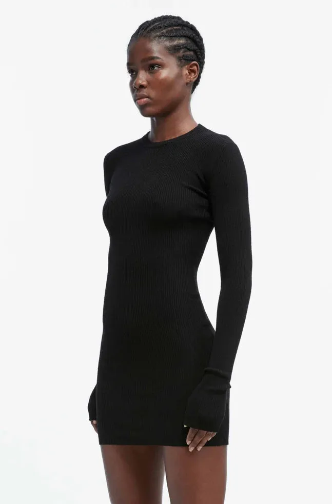 RIBBED LONG SLEEVE DRESS MINI