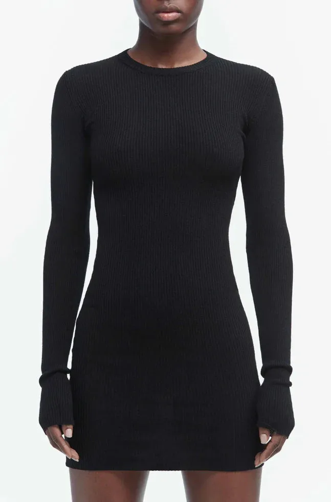RIBBED LONG SLEEVE DRESS MINI