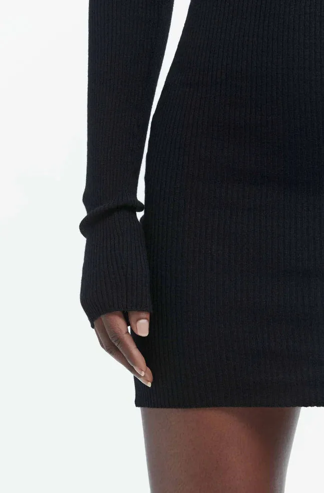 RIBBED LONG SLEEVE DRESS MINI