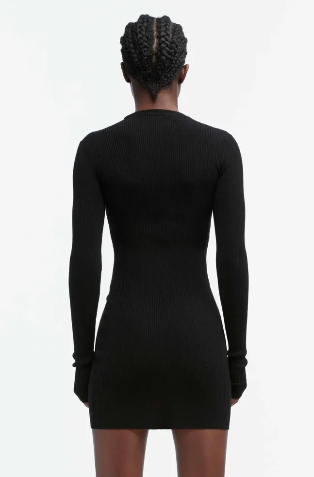 RIBBED LONG SLEEVE DRESS MINI