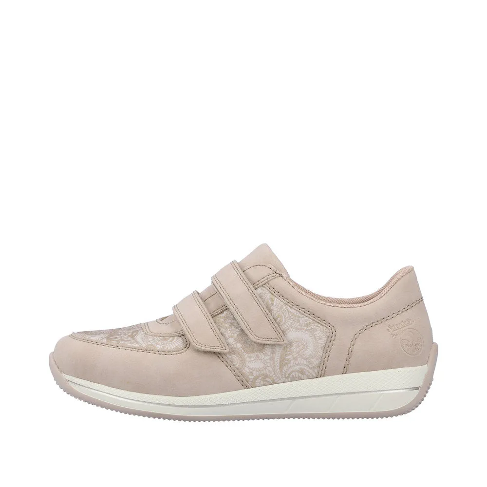 Rieker N1168-63 Ladies Beige Textile Touch Fastening Shoes