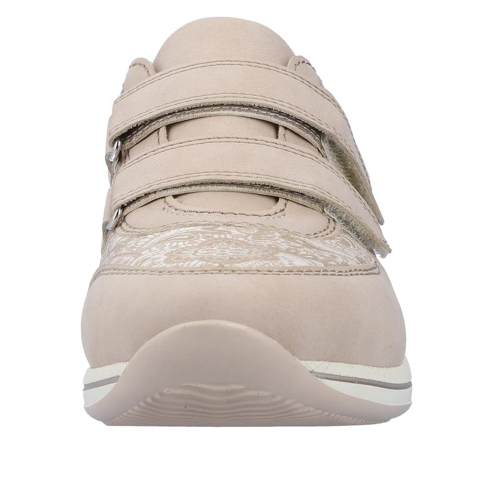 Rieker N1168-63 Ladies Beige Textile Touch Fastening Shoes