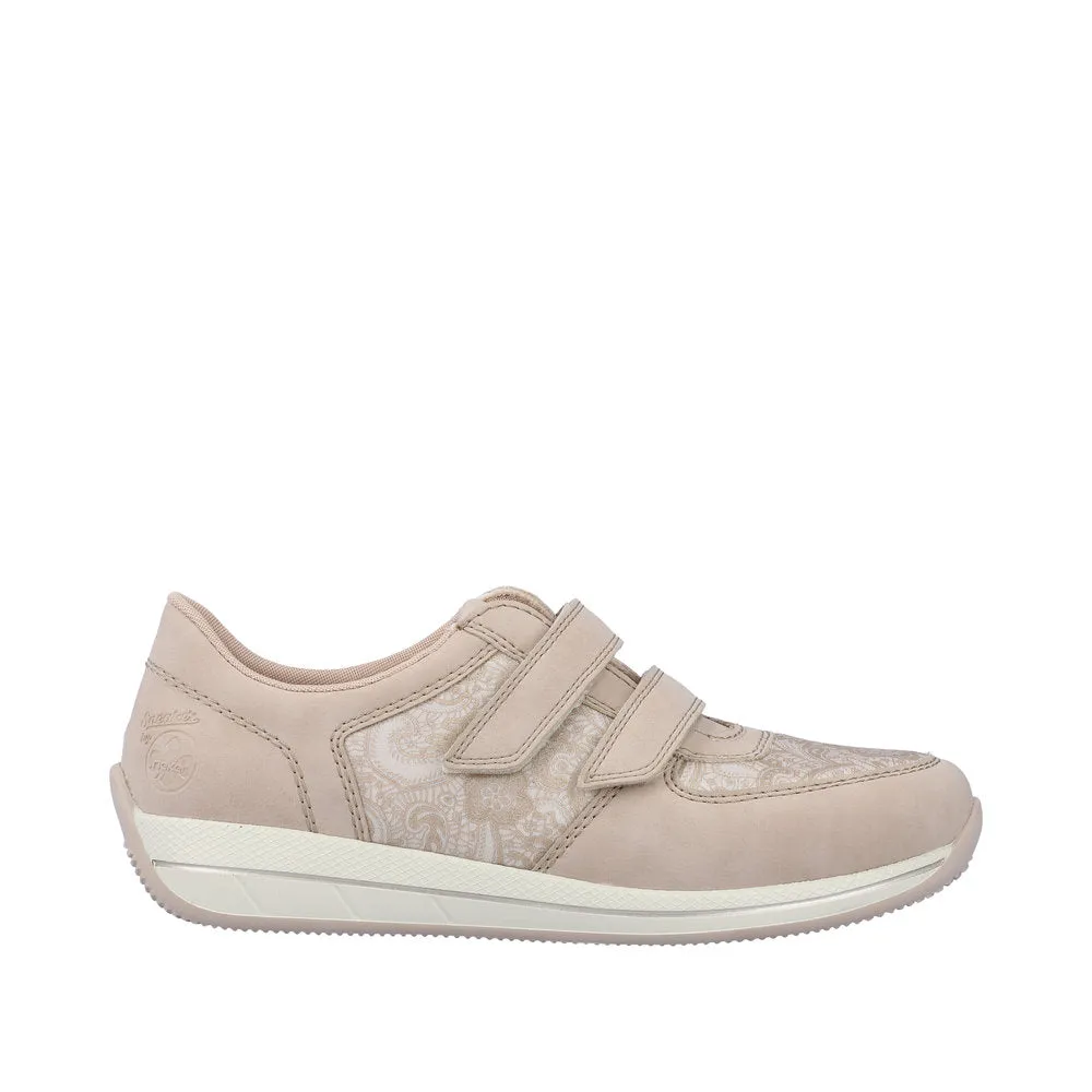 Rieker N1168-63 Ladies Beige Textile Touch Fastening Shoes