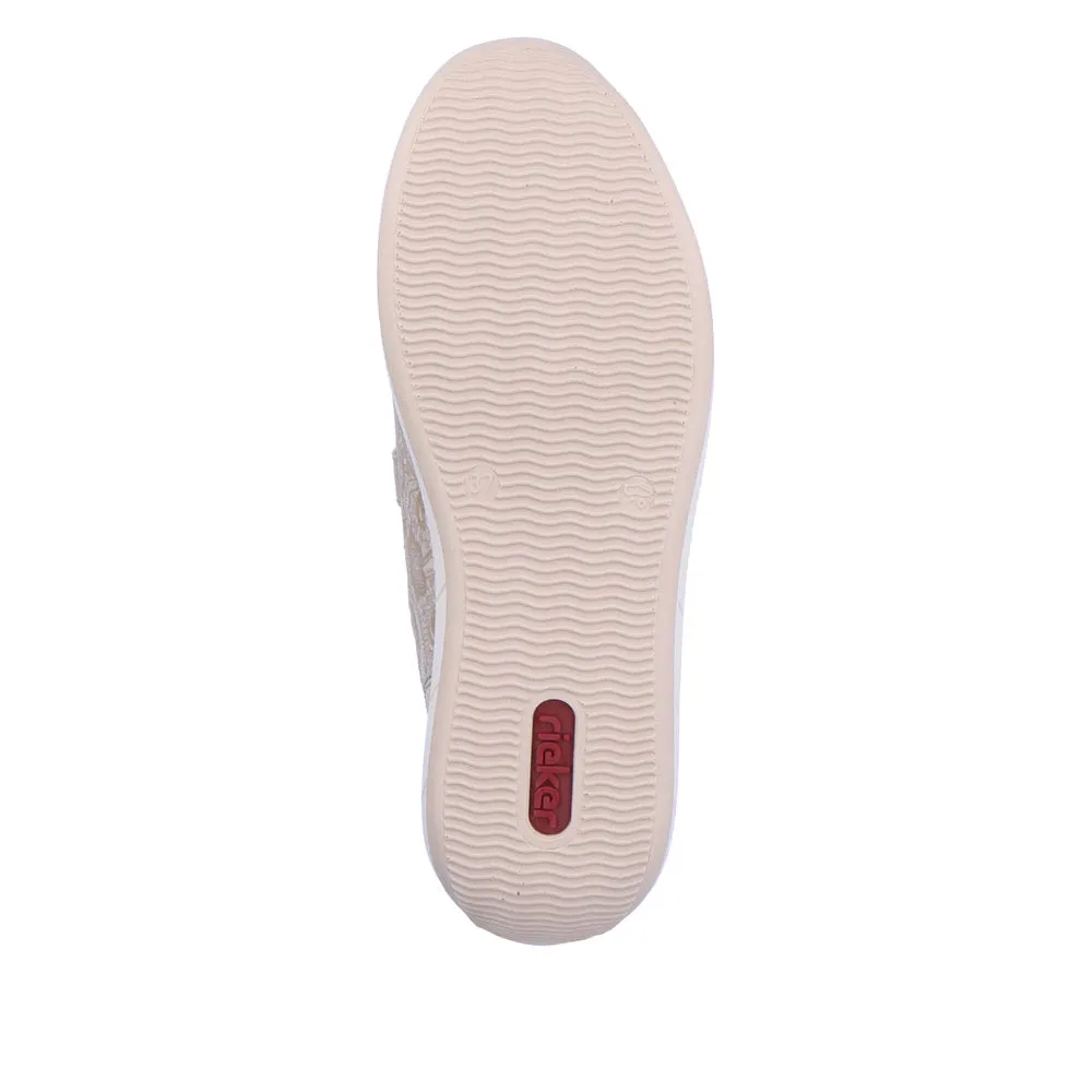Rieker N1168-63 Ladies Beige Textile Touch Fastening Shoes
