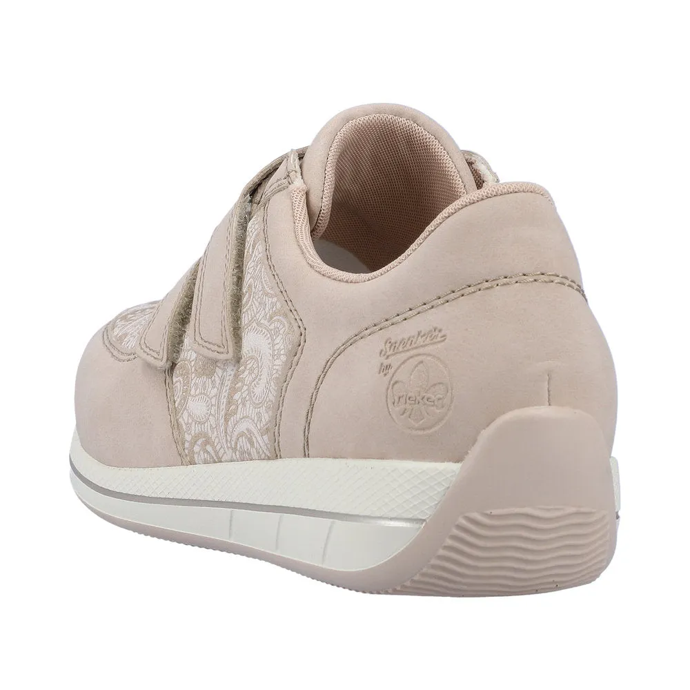 Rieker N1168-63 Ladies Beige Textile Touch Fastening Shoes