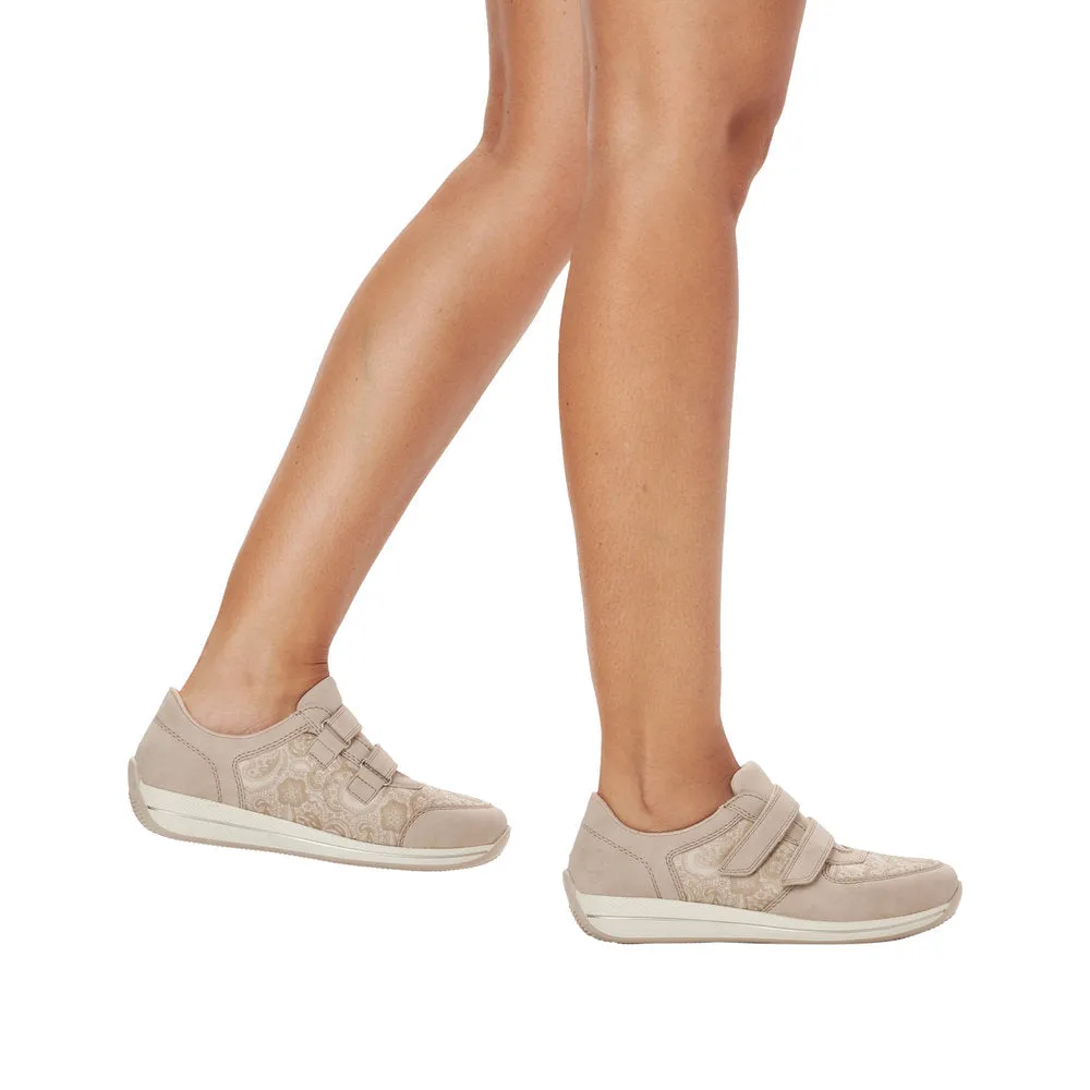 Rieker N1168-63 Ladies Beige Textile Touch Fastening Shoes