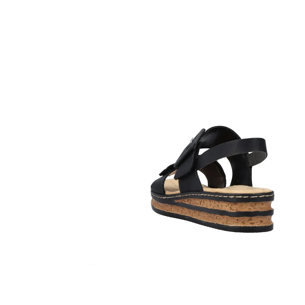 Rieker Wedge Sandal 62950-00  Black