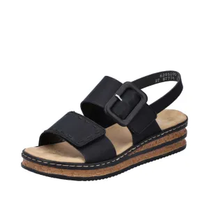 Rieker Wedge Sandal 62950-00  Black