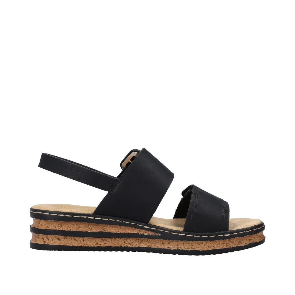 Rieker Wedge Sandal 62950-00  Black