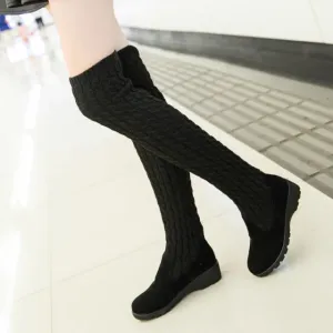 Round Toe Solid Color Over-knee Long Boots