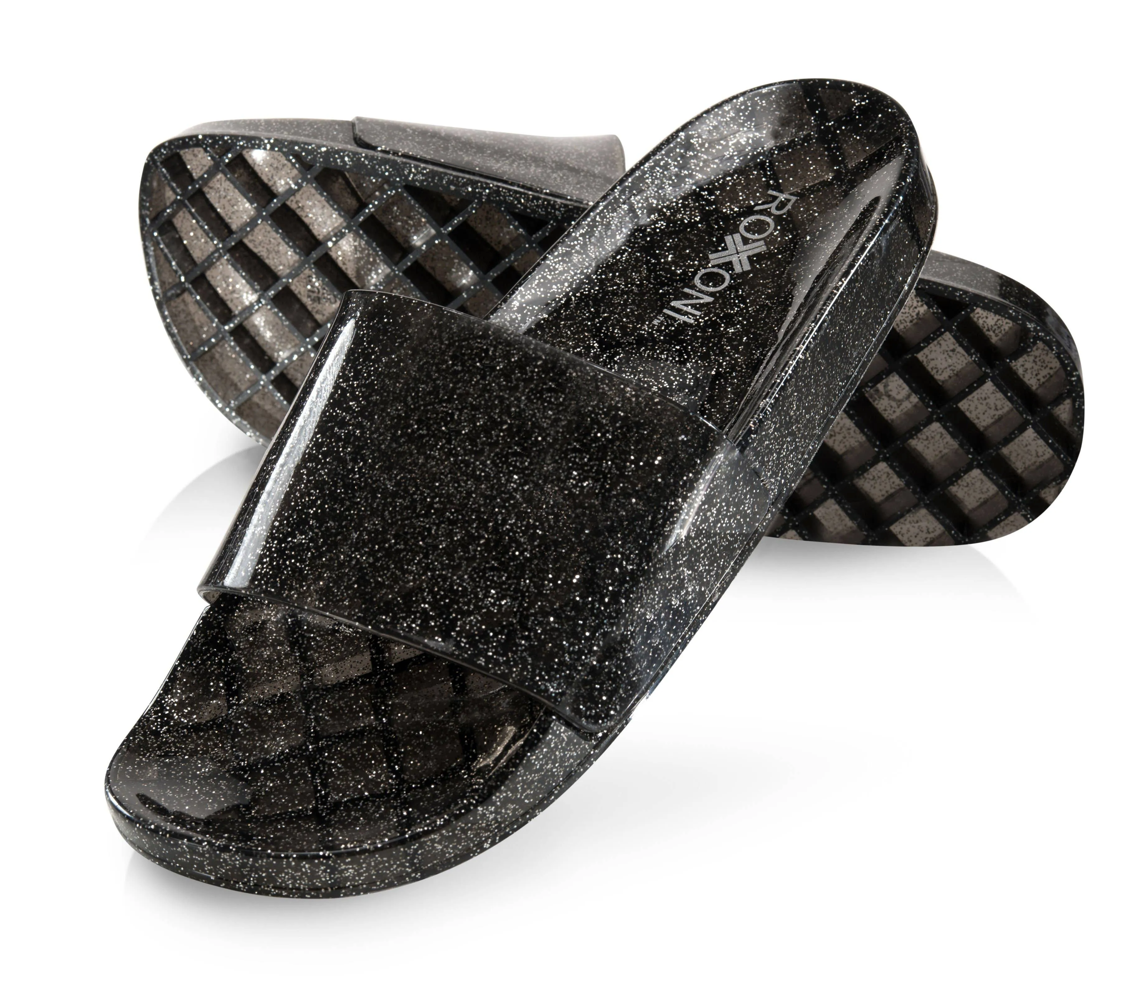 Roxoni Womens' Jelly Glitter Slide Sandals