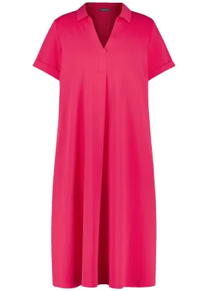 Samoon Polo Collar Short Sleeve Midi Dress in Barberry Red