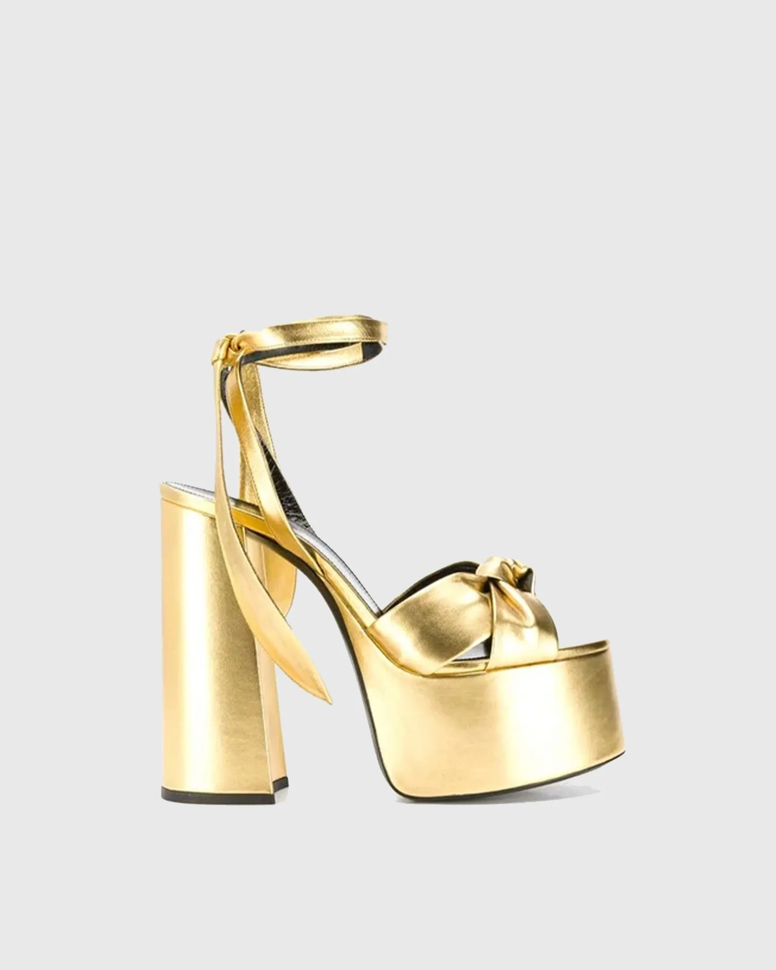 Satu Bow Lace Up Platform Sandals In Gold