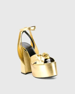 Satu Bow Lace Up Platform Sandals In Gold