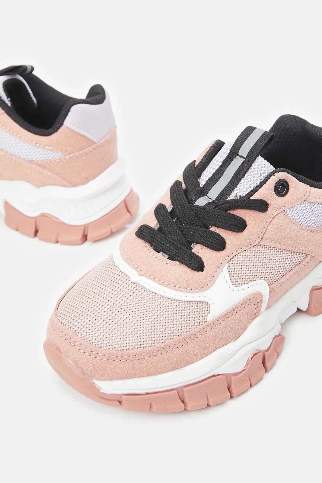 Senior Girls Pink Material Block Chunky Trekker