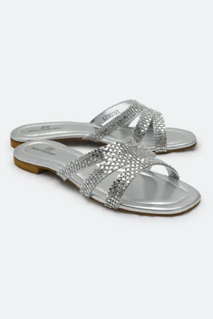 Silver Ladies Formal Slippers