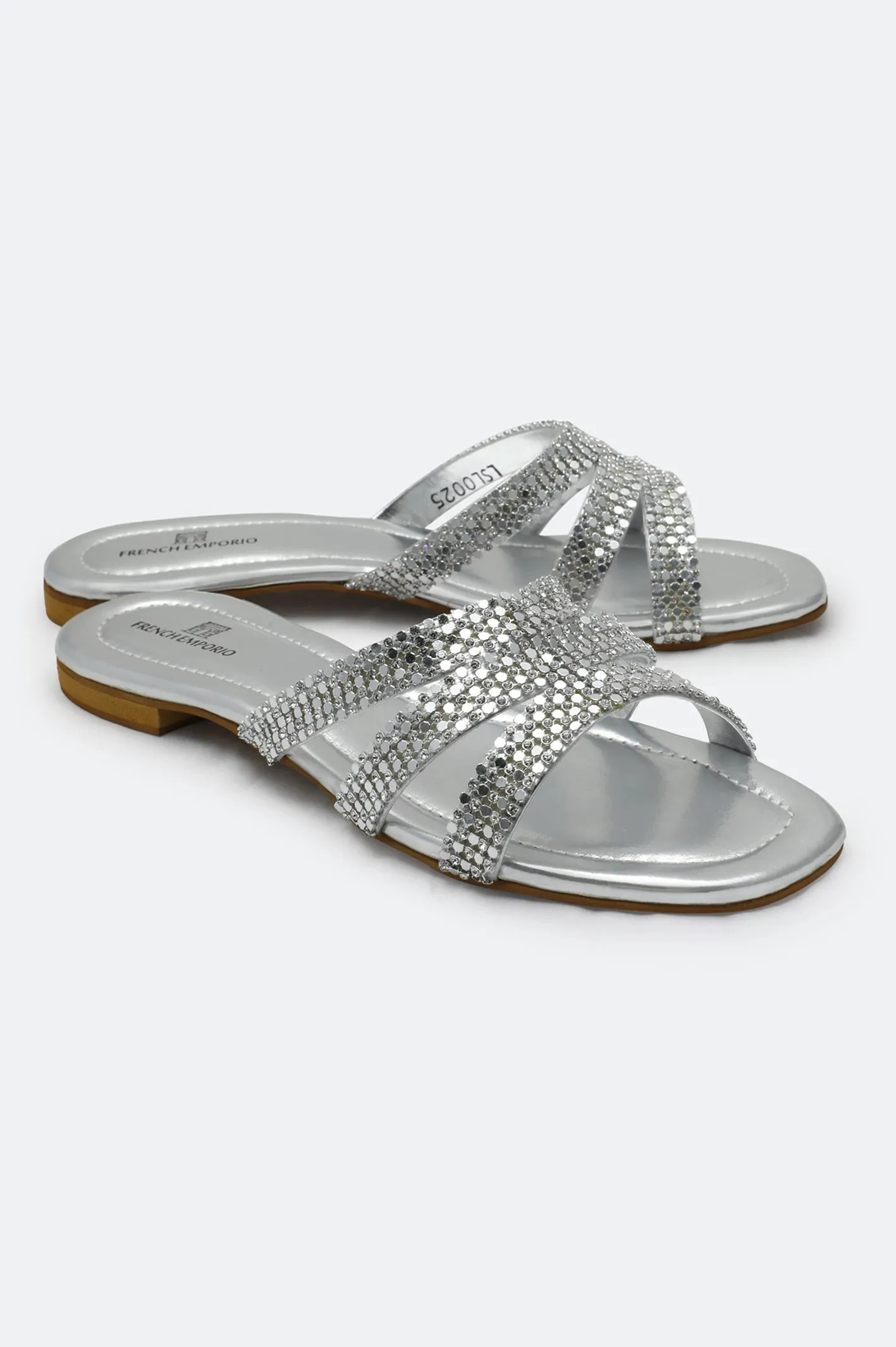 Silver Ladies Formal Slippers