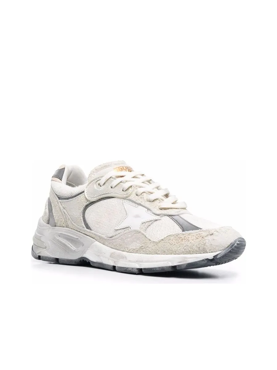 Sneakers With White Leather Panels And Flat Rubber Sole