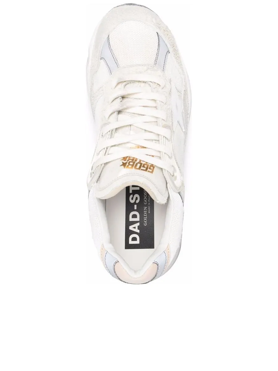 Sneakers With White Leather Panels And Flat Rubber Sole