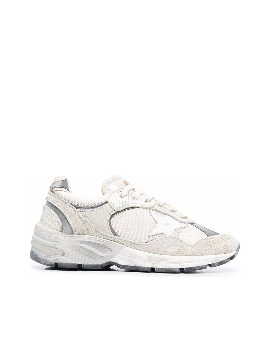 Sneakers With White Leather Panels And Flat Rubber Sole