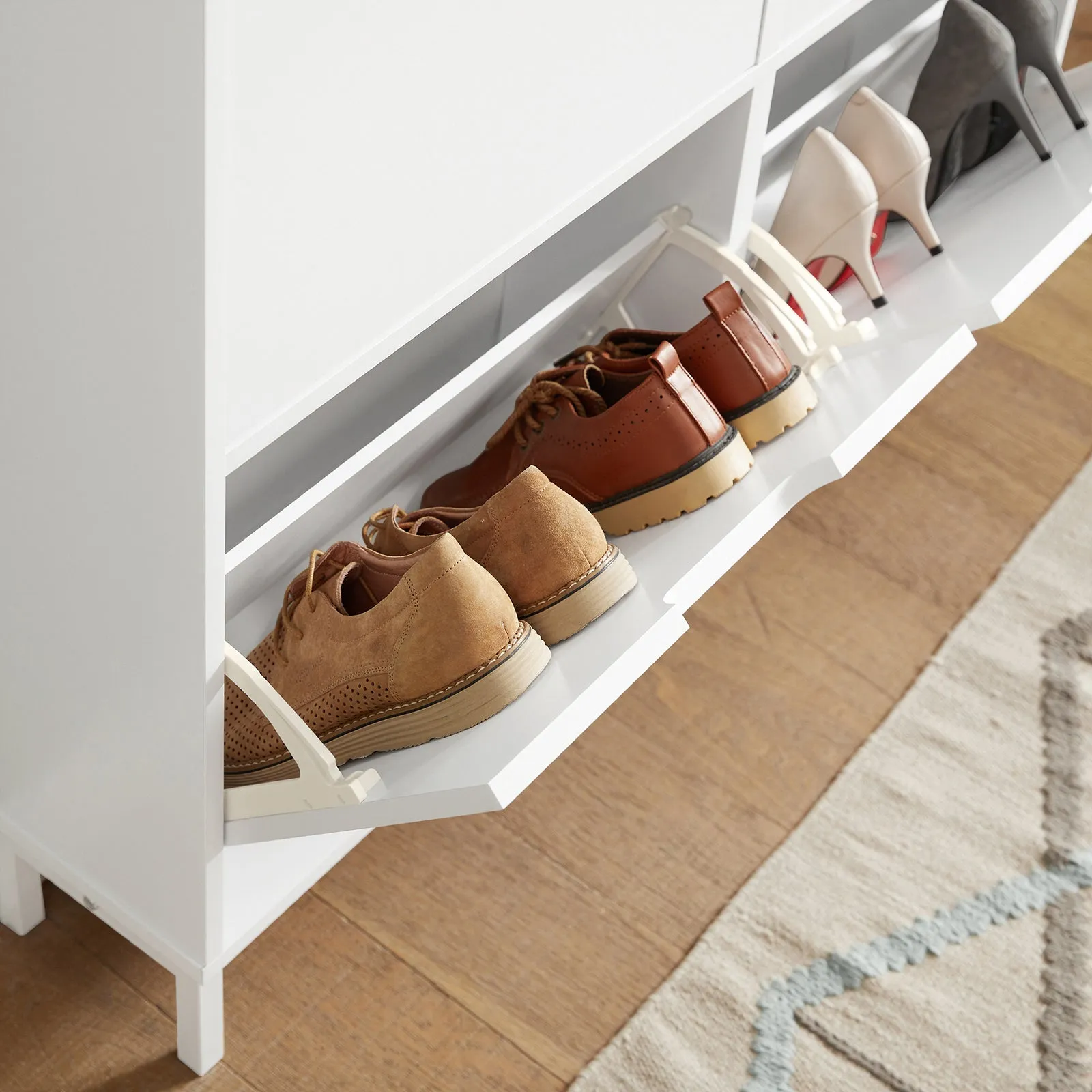 SoBuy FSR100-W, 4 Drawers Shoe Cabinet Shoe Rack Shoe Storage Cupboard Organizer Unit