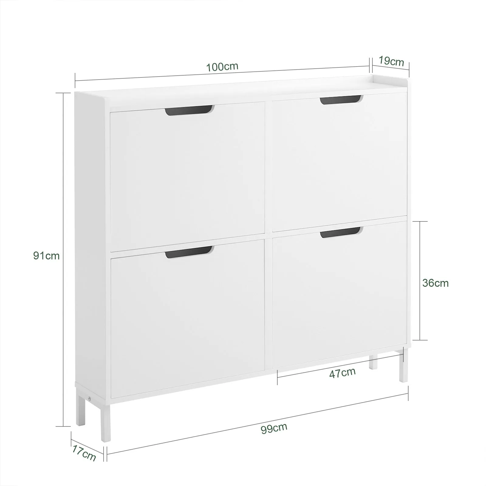 SoBuy FSR100-W, 4 Drawers Shoe Cabinet Shoe Rack Shoe Storage Cupboard Organizer Unit