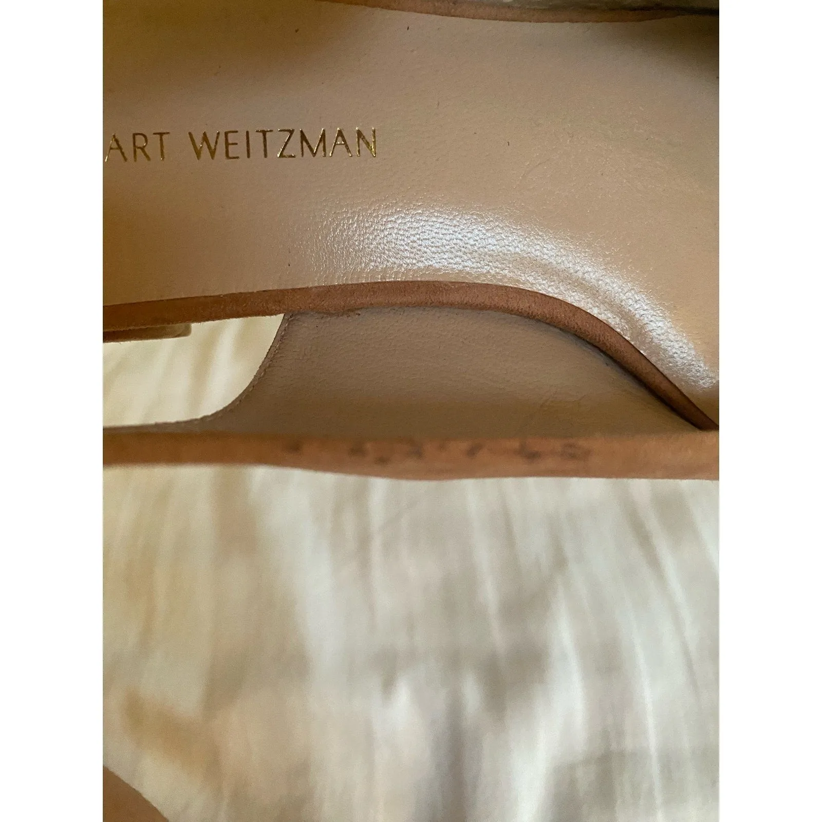 Stuart Weitzman Nude Suede Sandal Flats Size 7.5