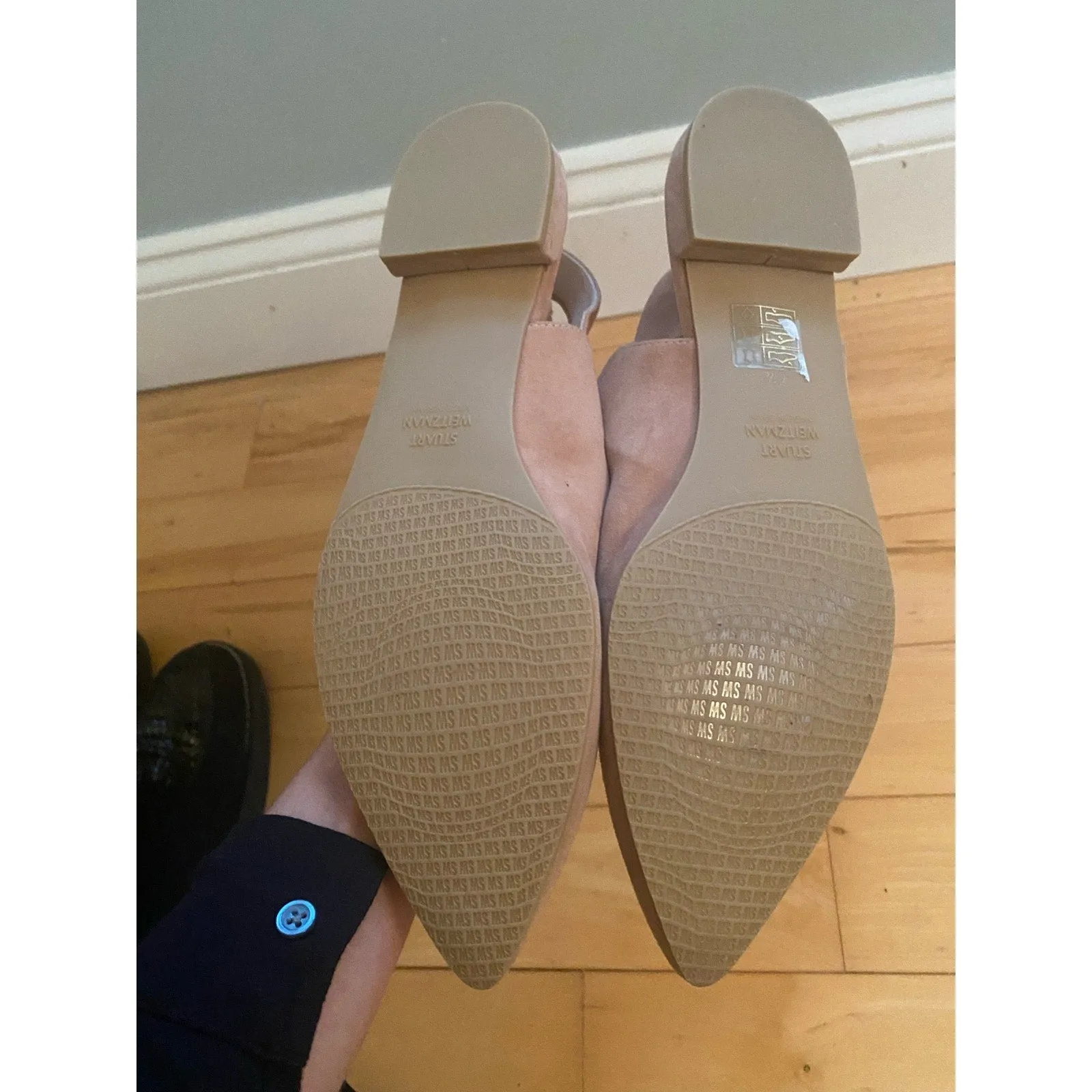 Stuart Weitzman Nude Suede Sandal Flats Size 7.5