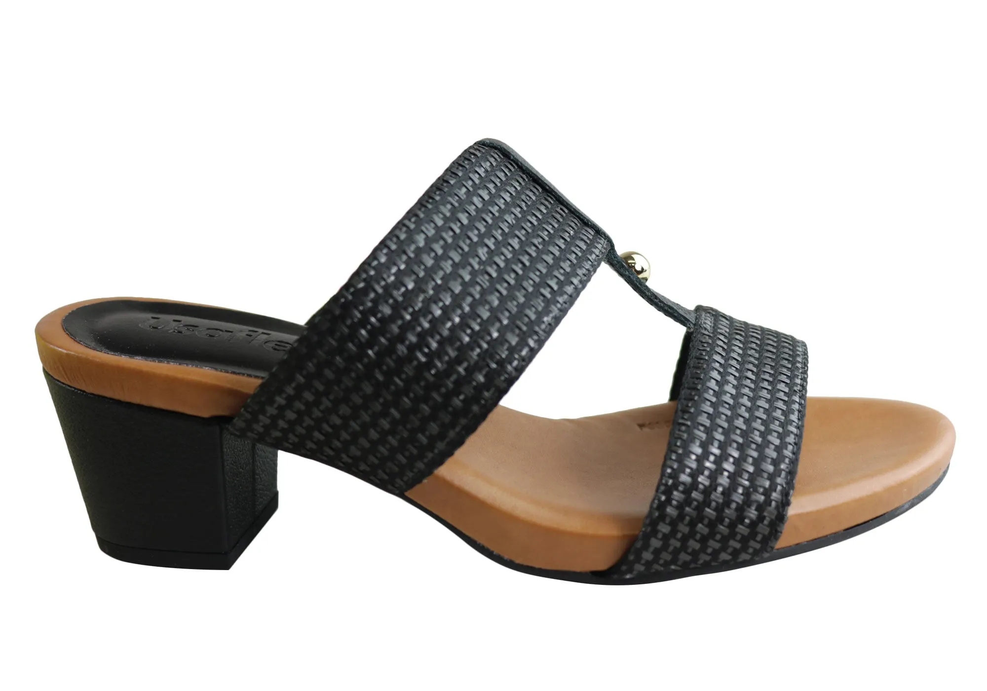 Usaflex Kandel Womens Brazilian Comfortable Cushioned Mid Heel Sandals