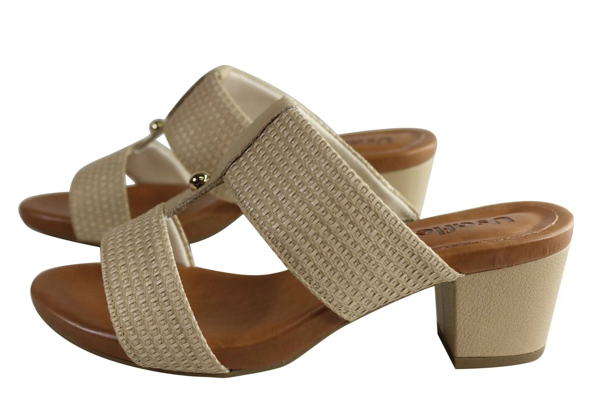 Usaflex Kandel Womens Brazilian Comfortable Cushioned Mid Heel Sandals