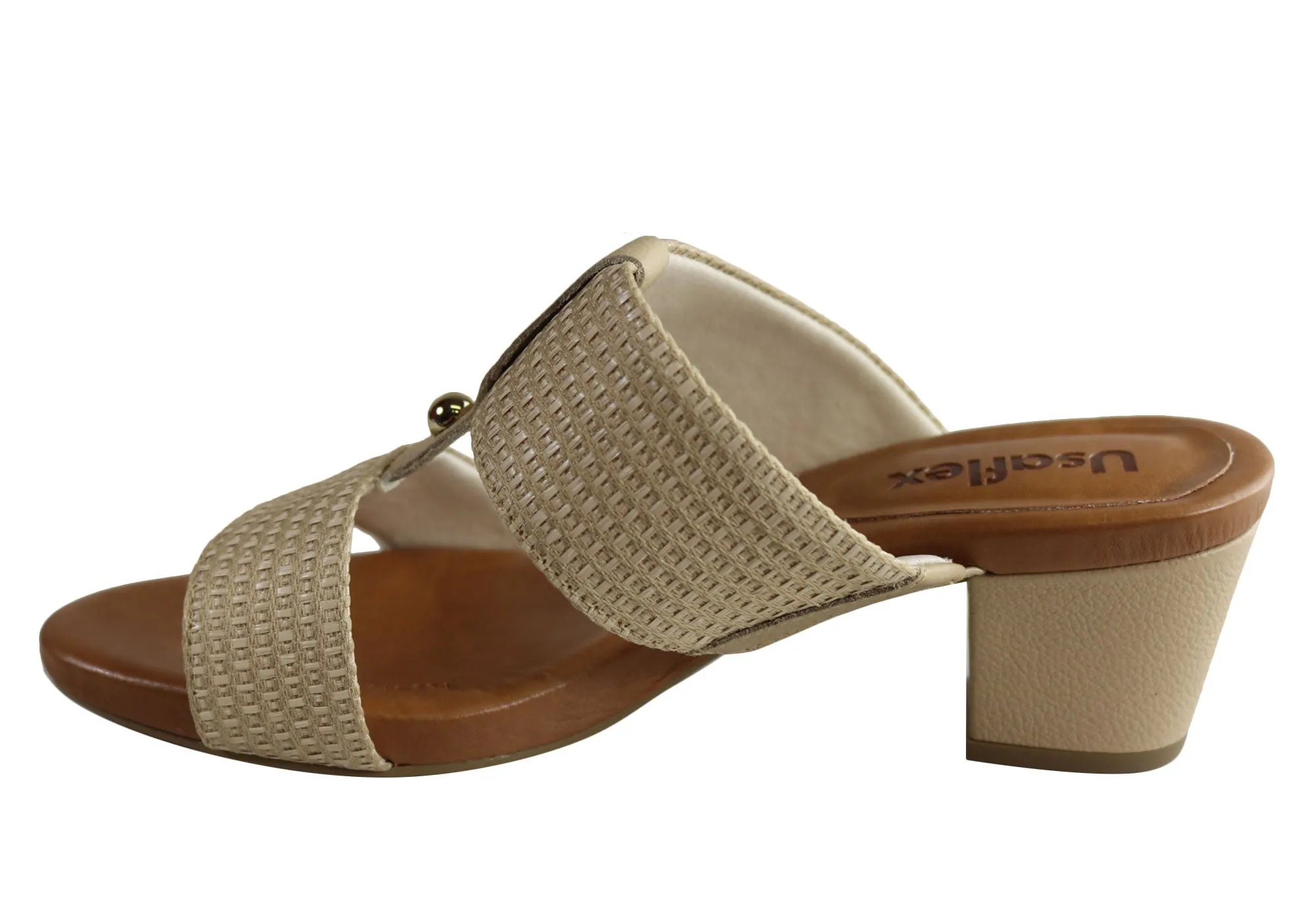 Usaflex Kandel Womens Brazilian Comfortable Cushioned Mid Heel Sandals