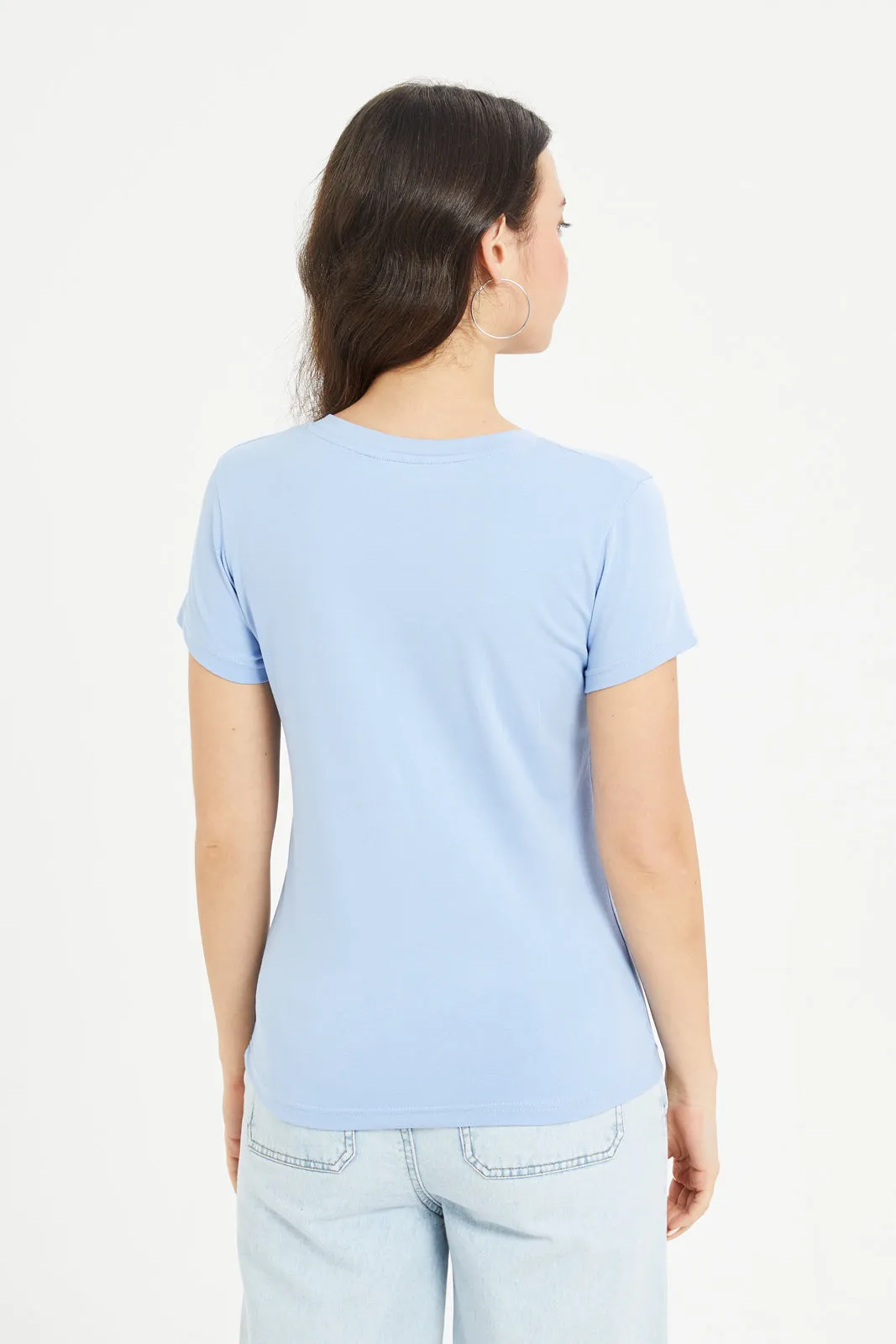 Women Blue Basic T-Shirt