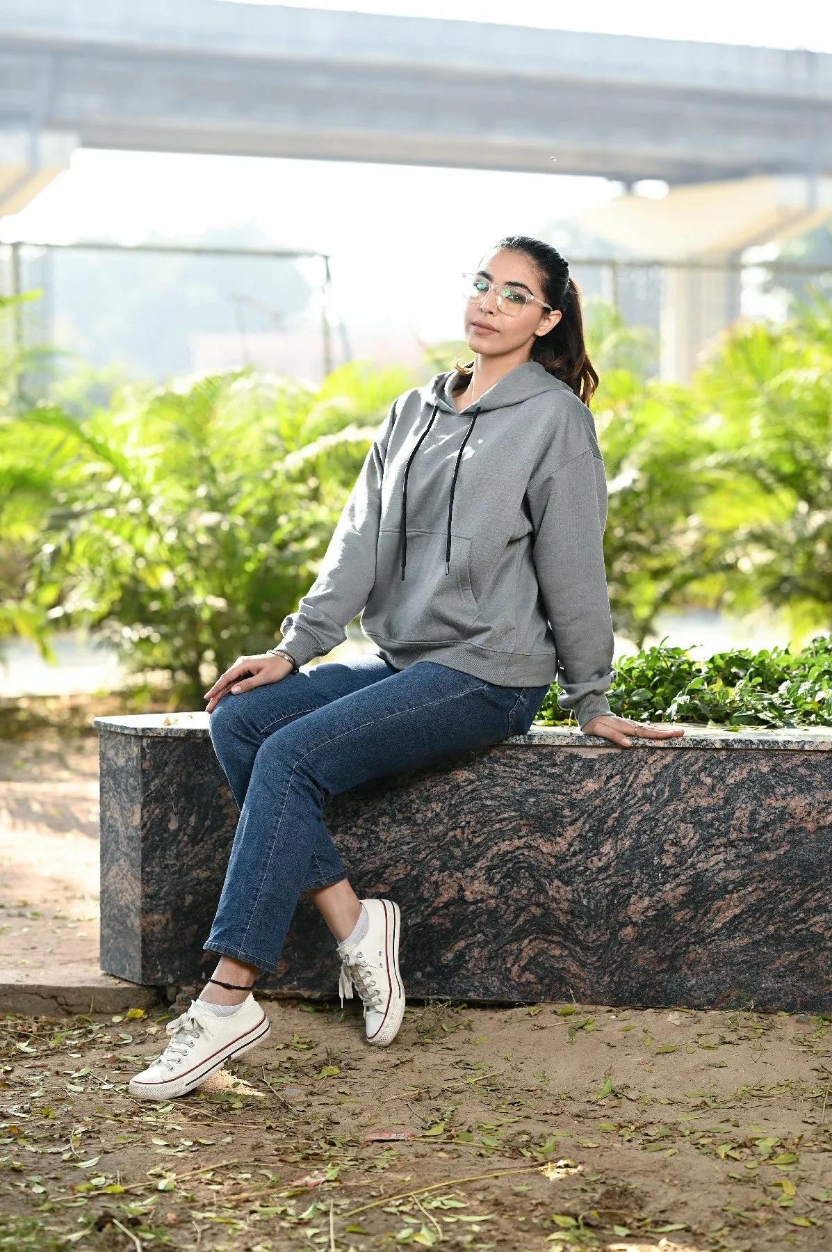 Women Oversize Grey Hoodie
