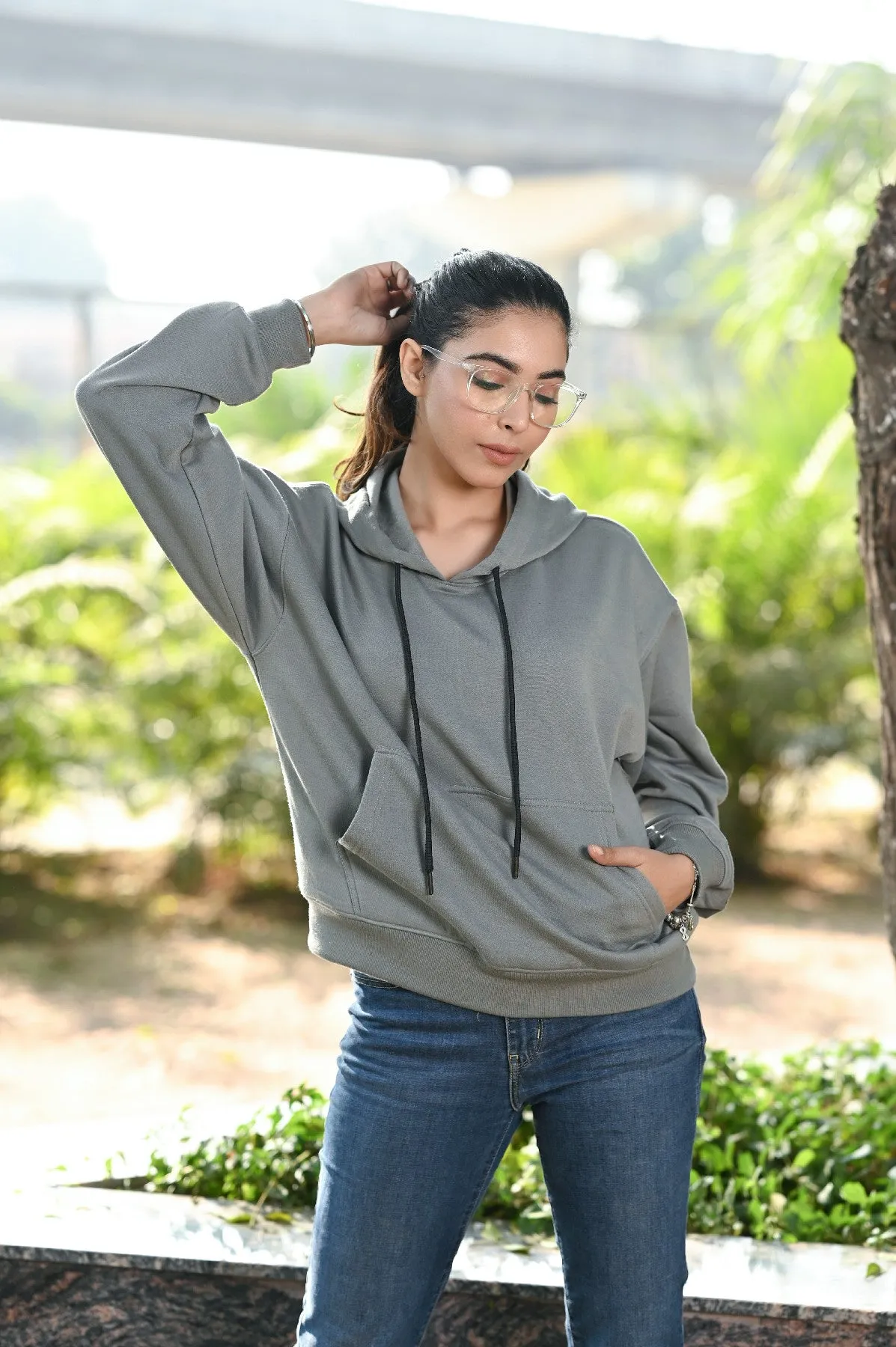 Women Oversize Grey Hoodie