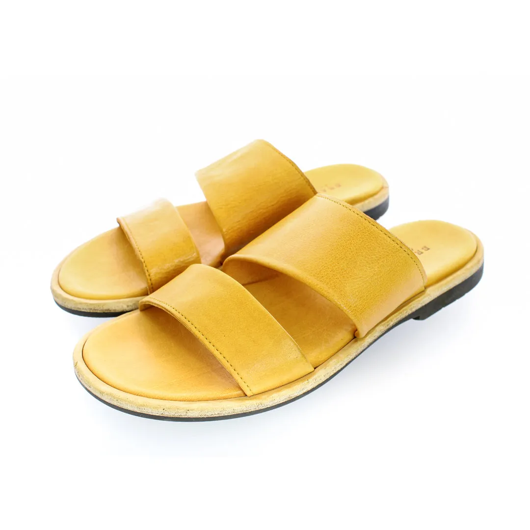 YELLOW PANAMA SLIDE SANDALS